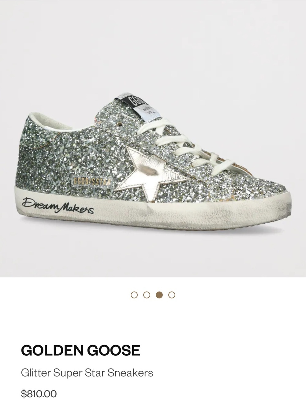 Golden Goose Silver Glitter Low-Top Sneakers with Gold Star